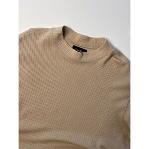 Eddie Bauer Mens Tan Ribbed Mock Neck Long Sleeve Casual Shirt Tall XL